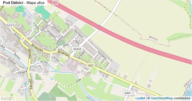 Pod Dálnicí - mapa ulice