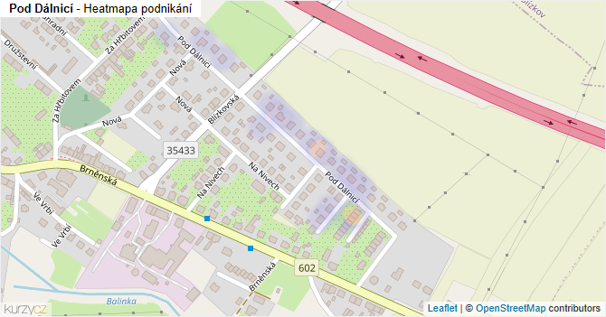 Pod Dálnicí - mapa podnikání