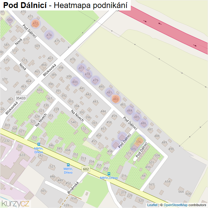 Mapa Pod Dálnicí - Firmy v ulici.