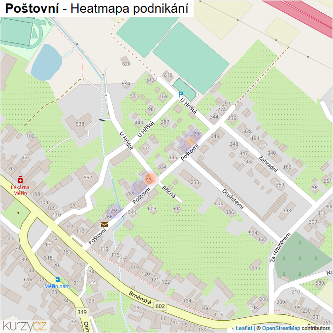 Mapa Poštovní - Firmy v ulici.