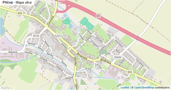 Příčná - mapa ulice