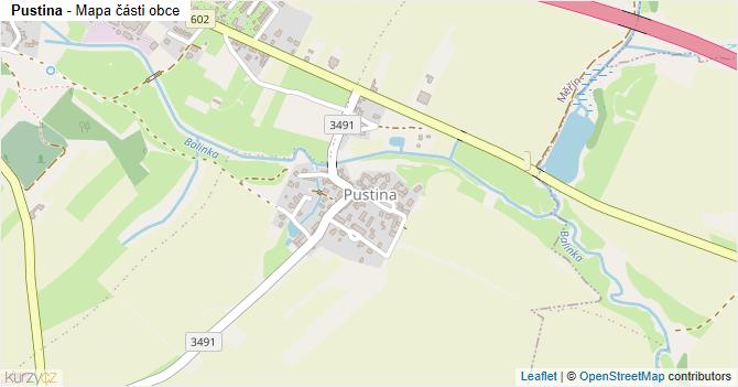 Pustina - mapa části obce