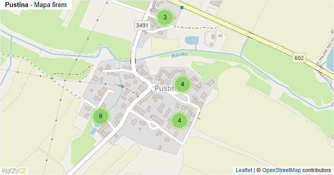 Pustina - mapa firem