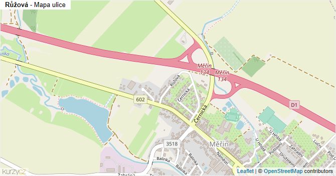 Růžová - mapa ulice