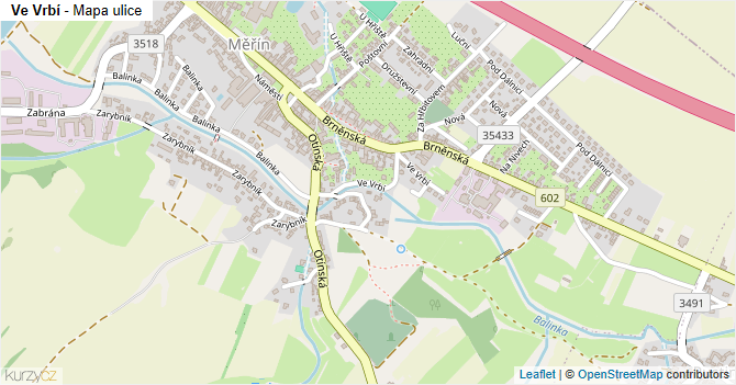 Ve Vrbí - mapa ulice