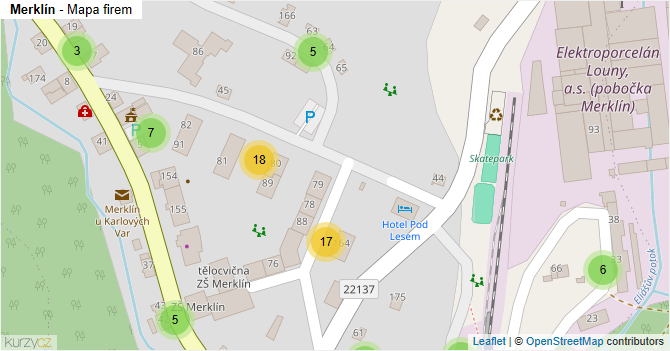 Merklín - mapa firem