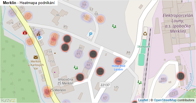 Merklín - mapa podnikání
