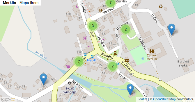Merklín - mapa firem
