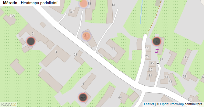 Měrotín - mapa podnikání