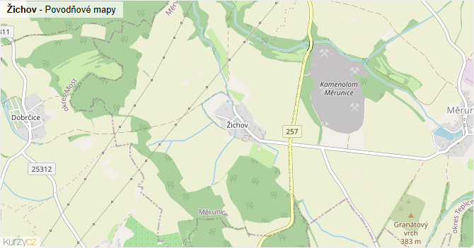Žichov - záplavové mapy stoleté vody