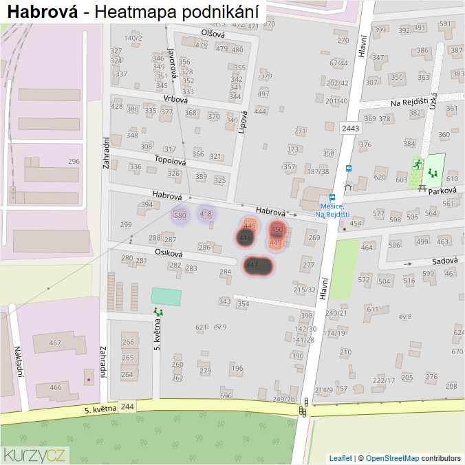 Mapa Habrová - Firmy v ulici.