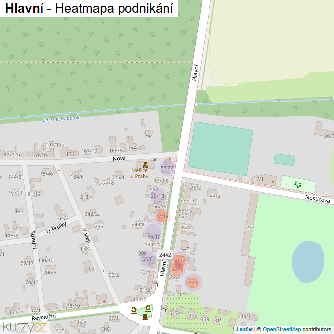 Mapa Hlavní - Firmy v ulici.