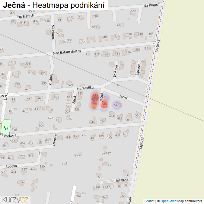 Mapa Ječná - Firmy v ulici.