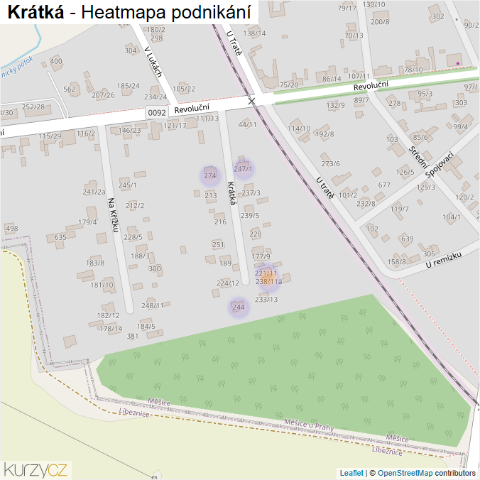 Mapa Krátká - Firmy v ulici.