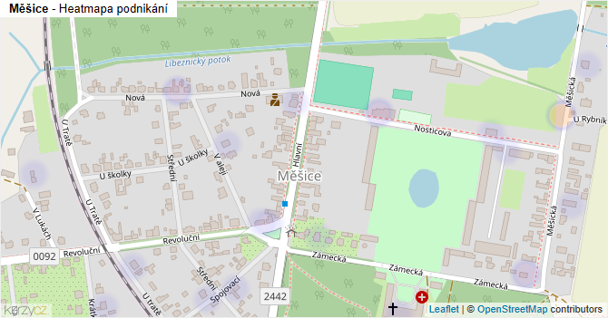 Měšice - mapa podnikání