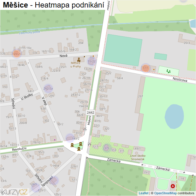 Mapa Měšice - Firmy v části obce.