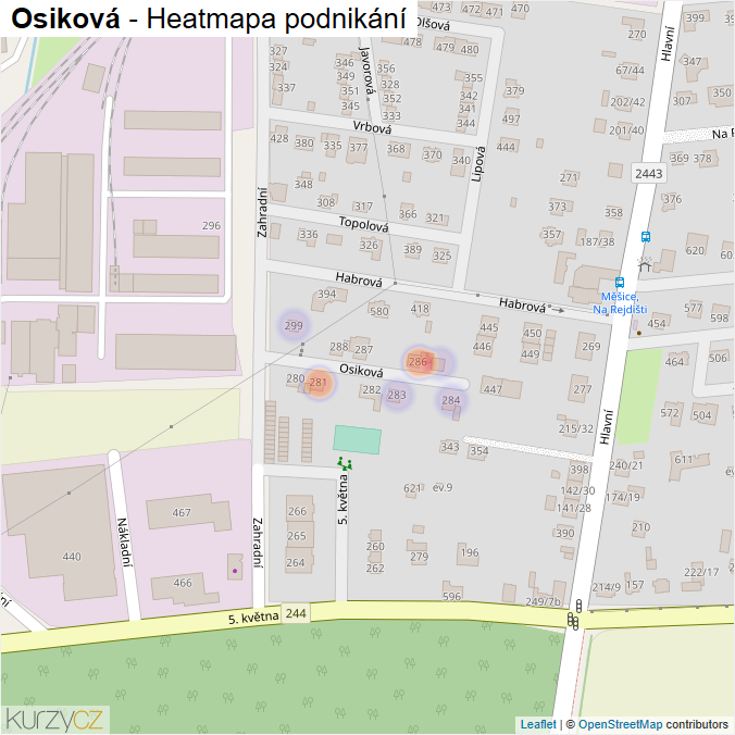 Mapa Osiková - Firmy v ulici.