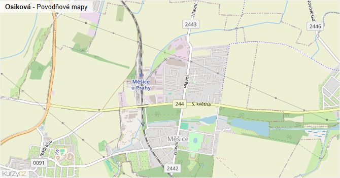 Osiková - záplavové mapy stoleté vody