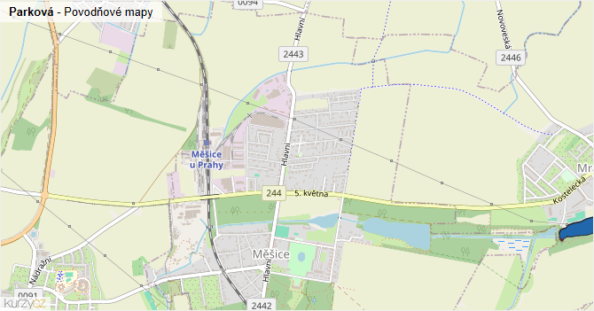 Parková - záplavové mapy stoleté vody