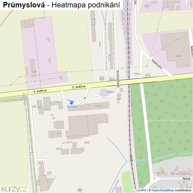 Mapa Průmyslová - Firmy v ulici.