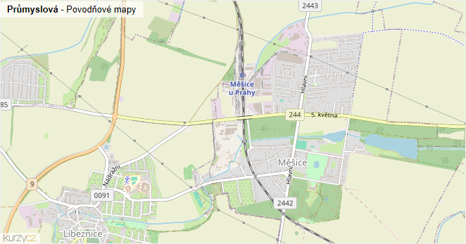 Průmyslová - záplavové mapy stoleté vody