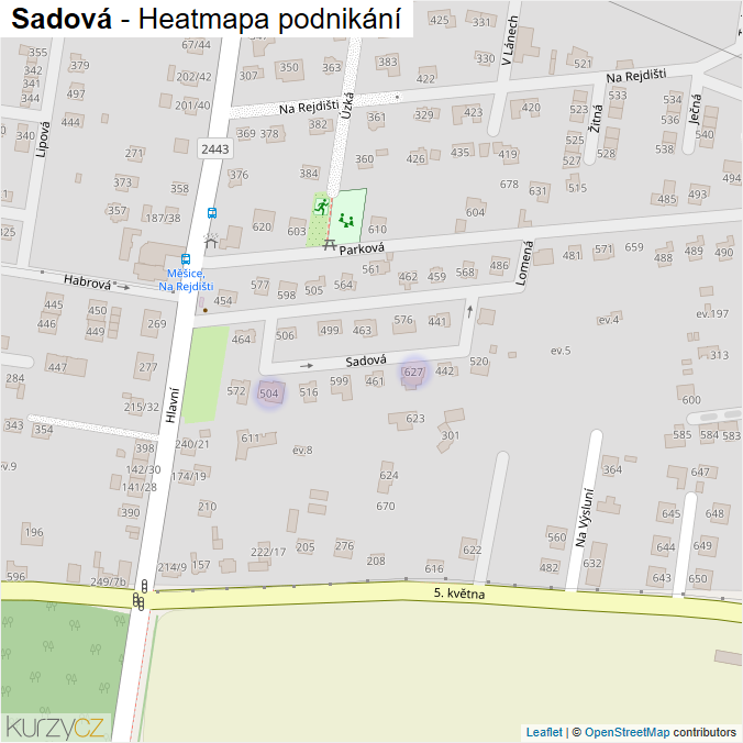 Mapa Sadová - Firmy v ulici.