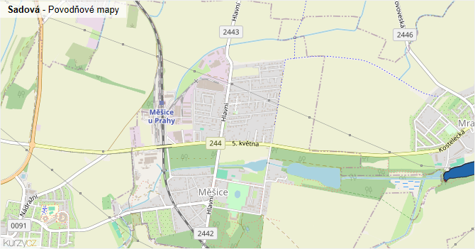 Sadová - záplavové mapy stoleté vody