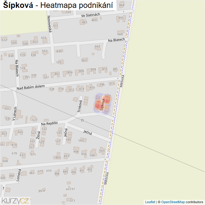 Mapa Šípková - Firmy v ulici.