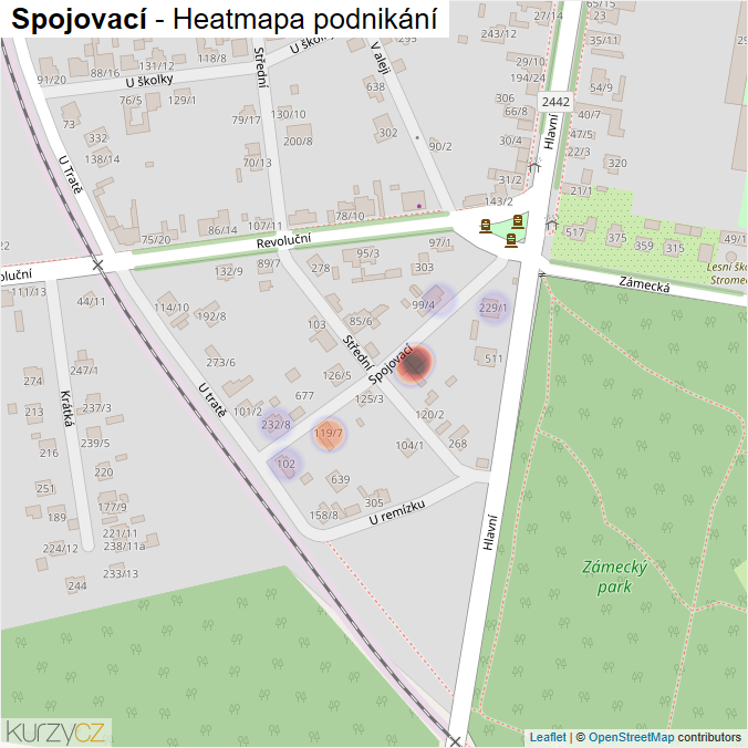 Mapa Spojovací - Firmy v ulici.