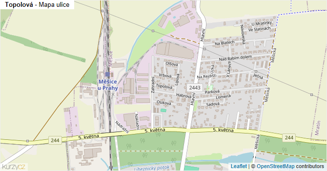 Topolová - mapa ulice