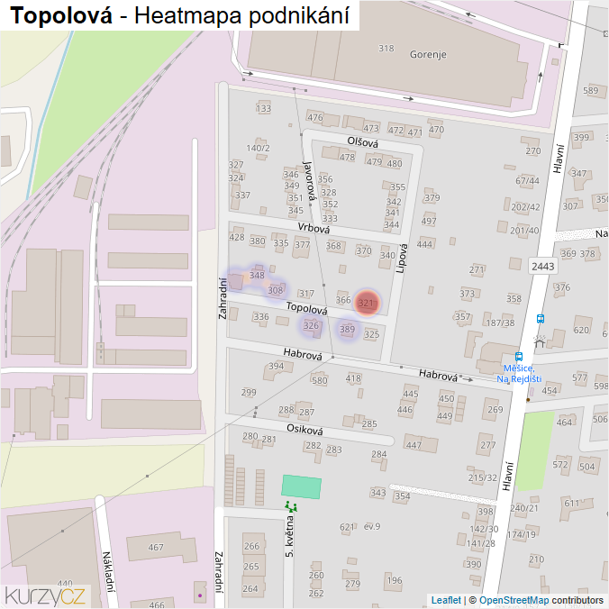 Mapa Topolová - Firmy v ulici.