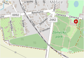 U remízku v obci Měšice - mapa ulice