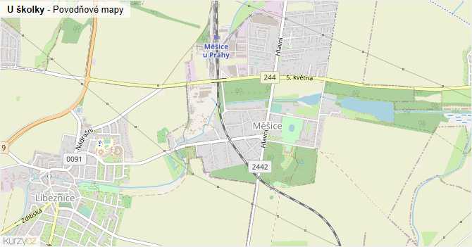 U školky - záplavové mapy stoleté vody