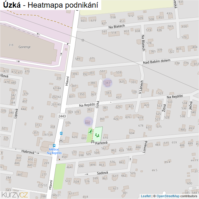 Mapa Úzká - Firmy v ulici.