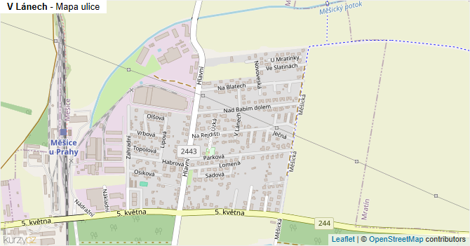 V Lánech - mapa ulice