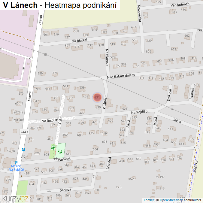 Mapa V Lánech - Firmy v ulici.