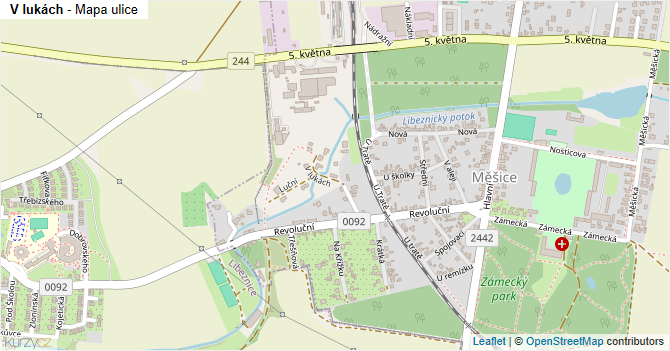 V lukách - mapa ulice
