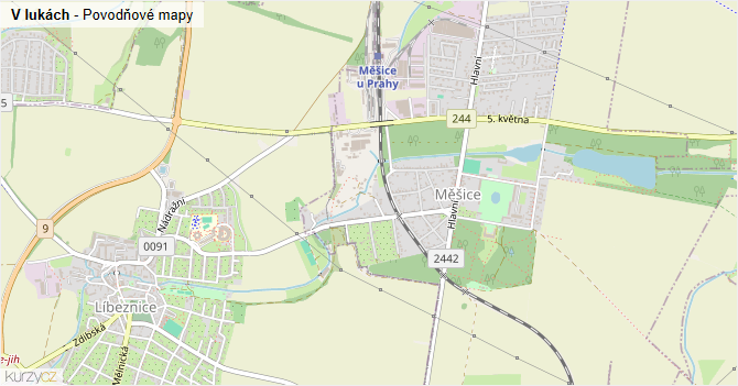 V lukách - záplavové mapy stoleté vody
