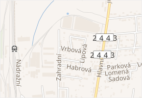 Vrbová v obci Měšice - mapa ulice