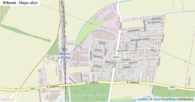 Vrbová - mapa ulice