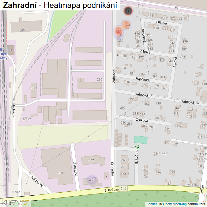 Mapa Zahradní - Firmy v ulici.