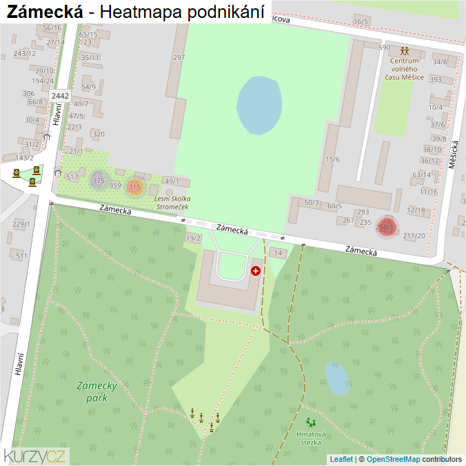 Mapa Zámecká - Firmy v ulici.