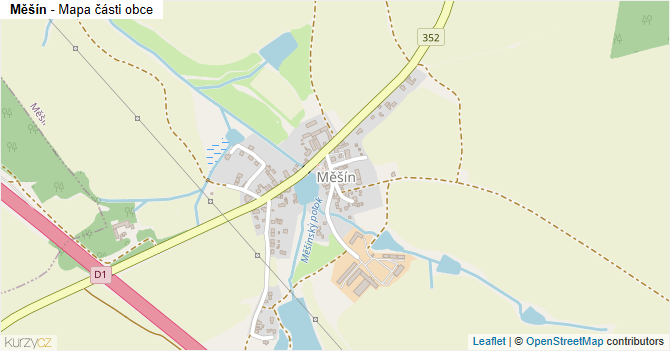 Měšín - mapa části obce