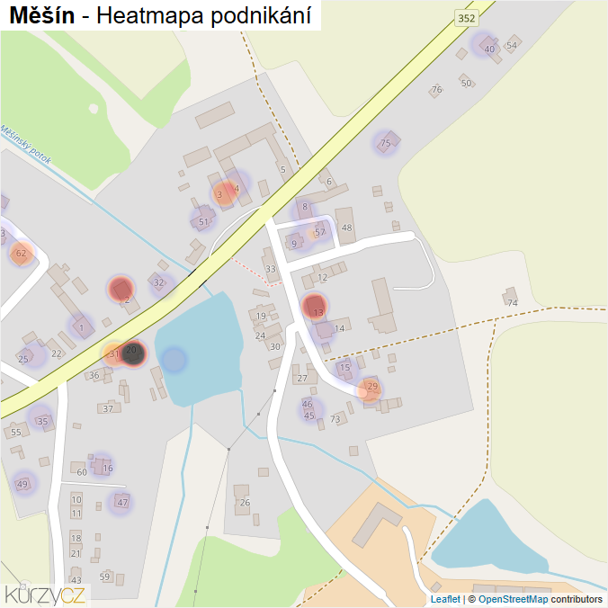 Mapa Měšín - Firmy v části obce.