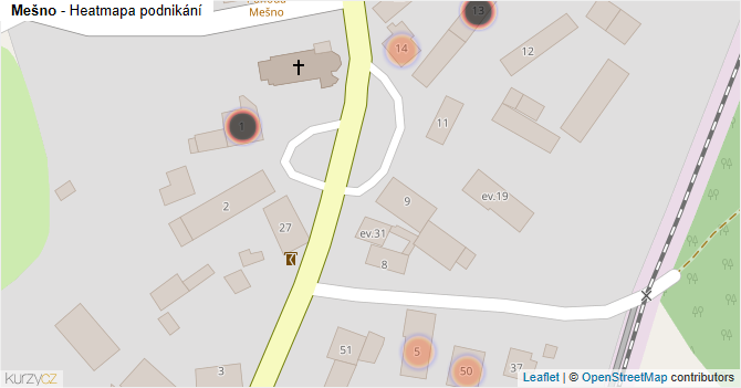 Mešno - mapa podnikání