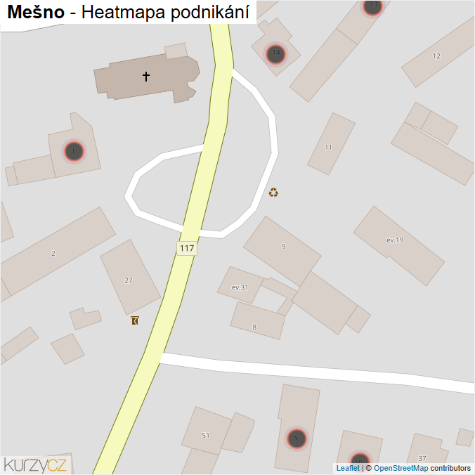 Mapa Mešno - Firmy v obci.