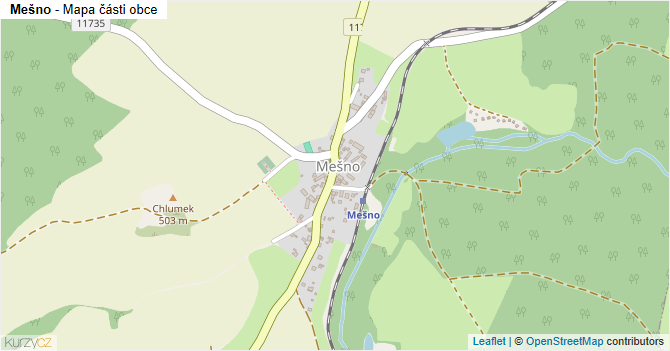 Mešno - mapa části obce