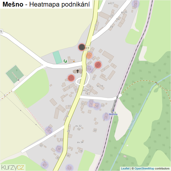 Mapa Mešno - Firmy v části obce.