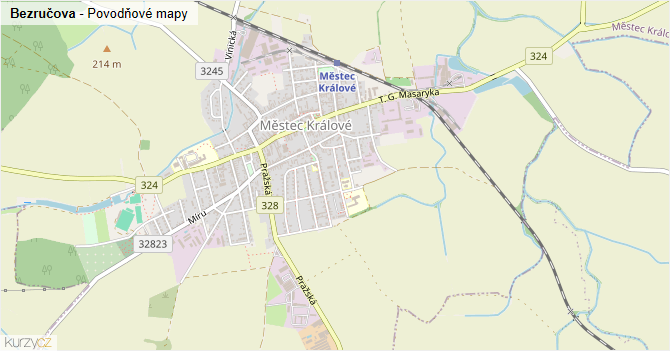Bezručova - záplavové mapy stoleté vody