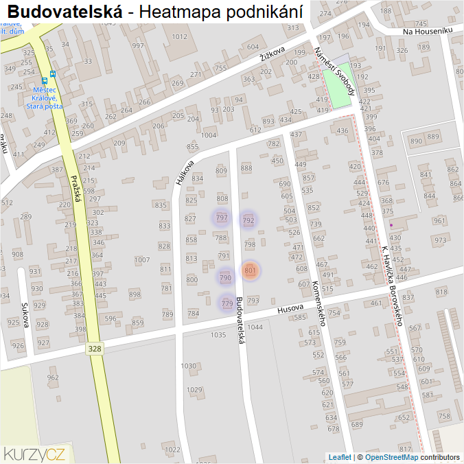Mapa Budovatelská - Firmy v ulici.